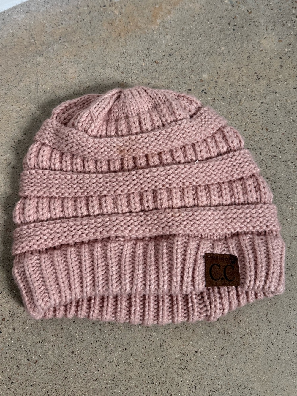 CC Boutique Pink Ribbed Knit Kids Beanie